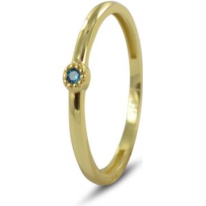 Silventi 9SIL-22241 Zilveren Ring - dames - Zirkonia - 2,9 mm Doorsnee - Donker Groen - Maat 56 - Zilver - Gold plated (Verguld/Goud op Zilver)