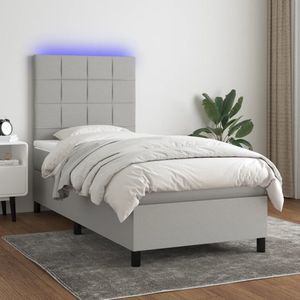 The Living Store Bed LED-light - 203 x 100 cm - Light Grey - Breathable and Durable - Adjustable Headboard - Colorful LED Lighting - Pocket Spring Mattress - Skin-friendly Top Mattress - Assembly Manual Included - USB Connection Excluded