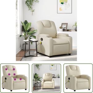 The Living Store Massagestoel verstelbaar kunstleer crème - Massagestoel - Lounge Stoel - Relaxstoel - Ergonomische Stoel - Elektrische Massage