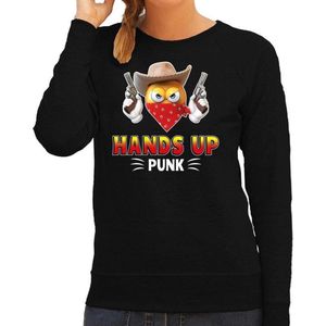 Funny emoticon sweater Hands up punk zwart voor dames -  Fun / cadeau trui S