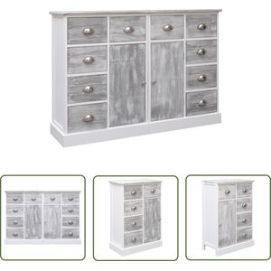 The Living Store Dressoir met 10 lades 113x30x79 cm hout grijs - Dressoir - Kast - Meubels - Opbergruimte - Livingroom