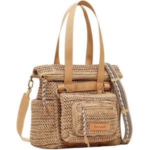 Desigual Rugzak Schoudertas Raffia Voyager Mini Bag Neutral Beige