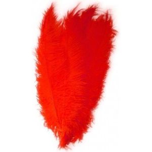 10x Pieten veren/struisvogelveren rood 50 cm - Sinterklaas feestartikelen - Sierveren/decoratie pietenveren - Spadonis veren