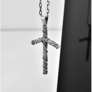 Grapevine ketting met kruishanger Oxidized 24 inches