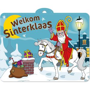 Deurbord Sinterklaas 30 x 40 centimer - Sinterklaas Decoratie Versiering Piet December Ballon Vlaggenlijn