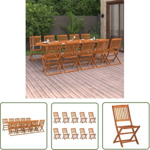 The Living Store 11-delige Tuinset 280x90x75 cm massief acaciahout - Eetkamerset - Tuinset - Acacia Hout - Buitentijd - Tuinfeest