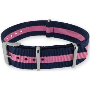 NATO Horlogeband G10 Military Nylon Strap - Original NATOS.com® - Regimental Blauw Roze 18mm