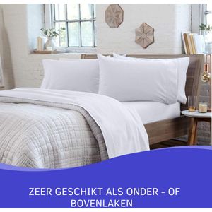 Zavelo Deluxe Flanel Laken Wit - 1-persoons (180x290 cm) - 100% katoen - Extra Dik - Zware Kwaliteit - Hotelkwaliteit