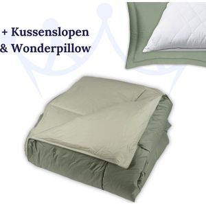 Zelesta® Premiumbed Olive & Mint 200x200 - Dekbed zonder overtrek - 30 dagen proefslapen - Donzen dekbed - Wasbaar hoesloos dekbed - Bedrukt dekbed - Percal katoen dekbed - All Year Winterdekbed & Zomerdekbed