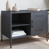 vidaXL Tv-meubel - Staal - Antraciet - 68x39x50,5 cm Tv-meubel - Industrieel Design - Steigerhouten Look - Staal - Zwart