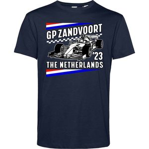 T-shirt Vlag GP Zandvoort '23 | Formule 1 fan | Max Verstappen / Red Bull racing supporter | Navy | maat L