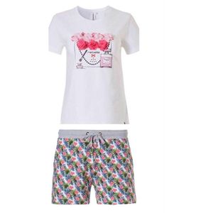 Rebelle Dames pyjama/shortama – wit-rood – 41201-432-2/100 – maat 40