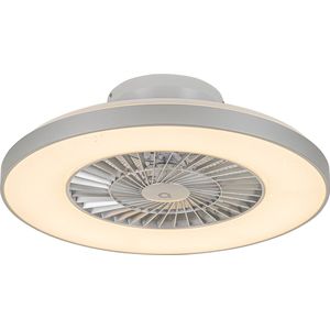 QAZQA climo - Dimbare LED Smart Plafondventilator met Verlichting | Lamp en Afstandsbediening - 1 lichts - Ø 60 cm - Zilver - Woonkamer | Slaapkamer | Keuken