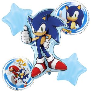 Sonic The Hedgehog - Ballon set – 5-Delig – Helium ballon – Folieballon - Versiering - Kinderfeest.