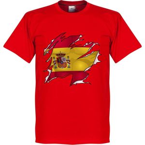 Spanje Ripped Flag T-Shirt - Rood - Kinderen - 92/98