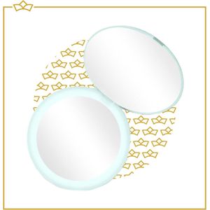 Make-up spiegel met verlichting - Handspiegel - Rond - 10x Vergroting -Led - Usb oplaadbaar - Opvouwbaar - Groen