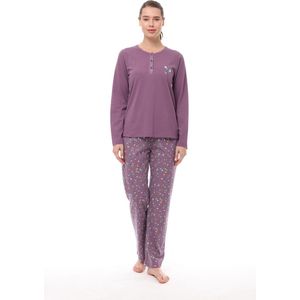 Pijadore - Grote Maten Dames Pyjama Set, Lange Mouwen, Lila - 3XL