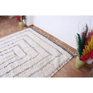 Vloerkleed Vintage - Marokkaans handgeweven tapijt - 290 x 190 cm - Origineel berber kleed - Gemaakt van 100% wol - Hoogpolig Tapijt
