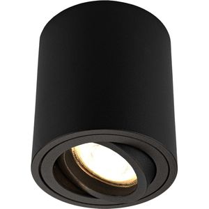 Ledvion Dimbare LED Opbouwspot - Rond - Zwart - 5W - 2700K - Kantelbaar