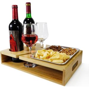 Snackbox wijnhouder voor de bank - Snackschaal en bankhouder