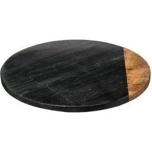 Draaiplateau Serveerplank Marble Zwart – Draaischijf van 100%Marmer & Hout – Ø30CM