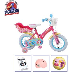 Volare Kinderfiets Peppa Pig - 12 inch - Roze - Met fietshelm en accessoires