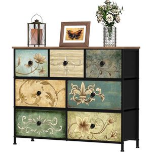 Slaapkamercommode met 7 schuifladen - stijlvol en praktisch - 1 stuk - hout en stof