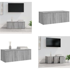 vidaXL Tv-meubel 80x34x30 cm bewerkt hout grijs sonoma eikenkleurig - Tv-kast - Tv-kasten - Tv-meubel - Hifi-meubel