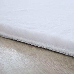 Pochon - Tapijt Pouffy - Wit - 200x200x2 - Vloerkleed - Effen - Hoogpolige Vloerkleed - Ronde Vloerkleed - Ronde Tapijt