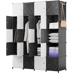 DailySupplies® Dressing Kasten - Kledingkast - Kledingkasten Slaapkamer - Organizer - 145x50x180cm - Zwart met Wit