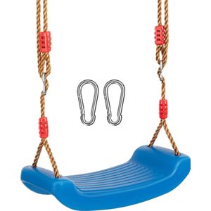 tectake® schommelzitje voor kinderen - tuinschommel van kunststof - weerbestendige kinderschommel - in hoogte verstelbare touwen - antislipoppervlak - ergonomisch - schommel buiten en binnen - blauw