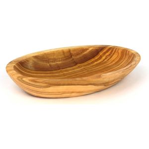 Ovale schaal van olijfhout elegante schaal van olijfhout handgemaakt (17 cm)