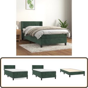 Stijlvolle Boxspring Donkergroen 100x200 cm Boxspringbed - Velvet Bed - Donkere Groene Boxspring - Slaapcomfort - Pocketed Spring Mattress