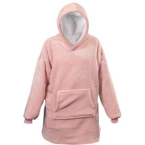 Unique Living - Oversized Hoodie 70x50x87cm Old pink - Oud roze - Plaid met mouwen