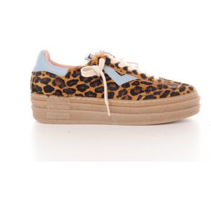 4B12 damessneakers spike leopard brun