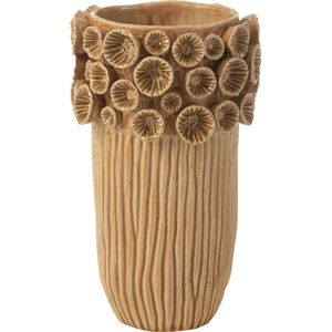 J-Line vaas Koraal Hoog - keramiek - geel - small - 32.5 cm hoog