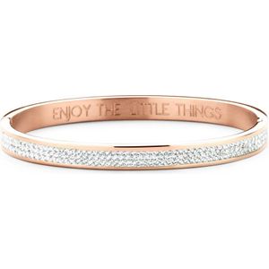 CO88 Collection Sparkle 8CB 90308 Stalen Bangle met Kristallen - One-size (58x49x6 mm) - Rosékleurig / Wit