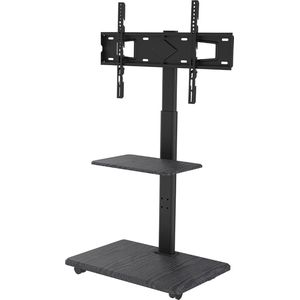Mobiele tv-standaard oprolbaar met houten voet - 32-70 inch televisiestandaard - hoogte verstelbaar - draaibaar - VESA 600 x - Delphos tv standaard verrijdbaar