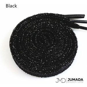 Jumada's Glitter Schoenveters - Veters - Sneakerveters - Veters - Laces - Plat - 110cm - Zwart
