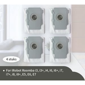 Replacements® 4 stofzuigerzakken geschikt voor Irobot Roomba E5 E6 I3+ I4+ I6 I7 I7+ J7+ S9 S9+