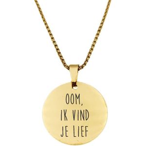 Ketting RVS - Rond - Goud - Oom Ik Vind Je Lief