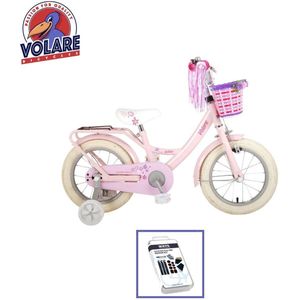 Volare Kinderfiets Ashley - 14 inch - Roze - 95% afgemonteerd - Inclusief WAYS Bandenplakset