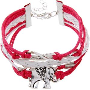 Fako Bijoux® - Multi Armband - Infinity Tekst Love Olifant - Fuchsia