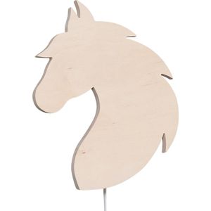 Houten wandlamp kinderkamer | Paard - blank | toddie.nl