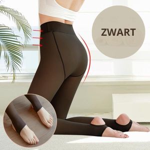 Merchannice Fleece panty / legging - Thermo - Gevoerd - Zwart - Doorschijnend effect - L / XL - Zonder Voet