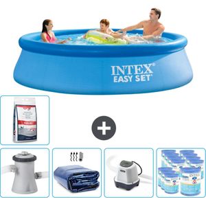Intex Rond Opblaasbaar Easy Set Zwembad - 305 x 76 cm - Blauw - Inclusief Pomp Solarzeil - Zoutwatersysteem - Filters - Zwembadzout