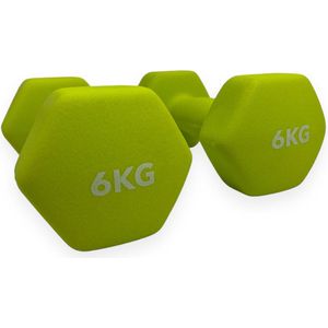 Padisport - Dumbell Neopreen - Groen - 6 Kg - Krachttraining - - Gewichten - Dumbells - Halters - Gewichtjes 6 Kg - Gewichten 6 Kg