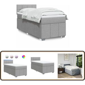 vidaXL Boxspring met matras stof lichtgrijs 100x200 cm