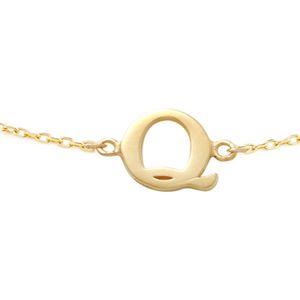 New Bling 9NBG-901Q Gouden Armband met Letter Q - 6mm - Ankerschakel - 16+1+1cm - 14 Karaat - Goud