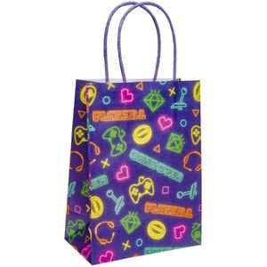 24x Papieren Gamer Geschenktasjes met Handvat - Gamen - 24 Stuks - Traktatie Uitdeel papieren zakjes met Handvat - Gamen - Tasjes Voor Uitdeelcadeautjes - Verpakking - Kinderfeestje
